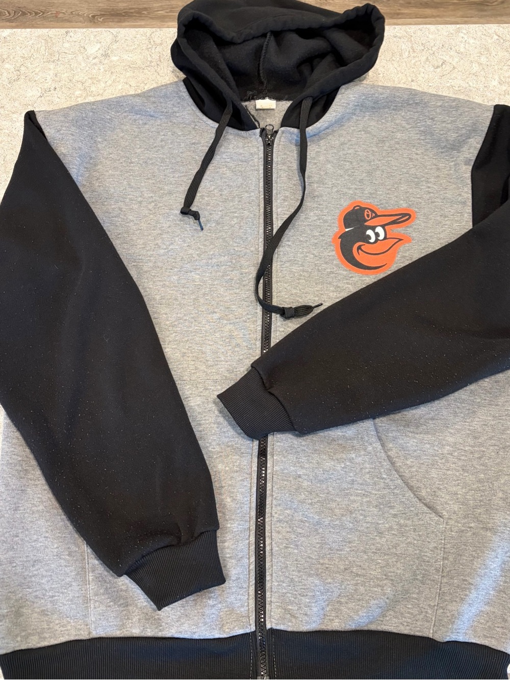 Baltimore Orioles MLB Promotional Grey & Black Zip Hoodie-XL